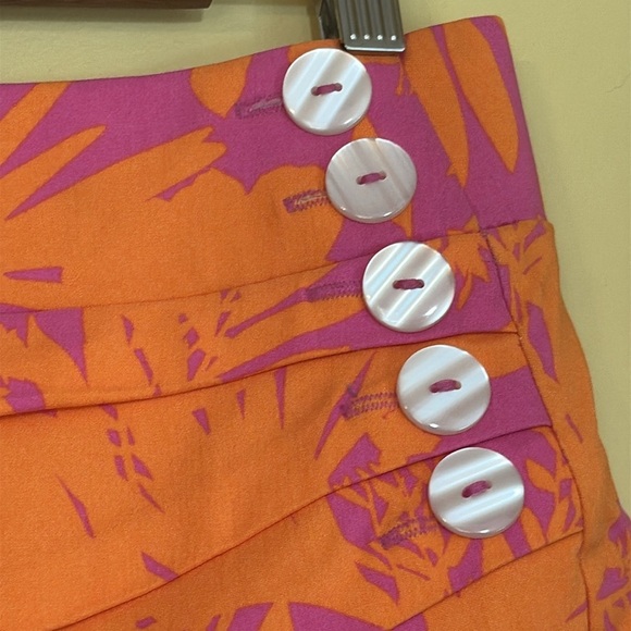 Ella Rafaella | Orange Purple Tropical Tulip Hem Button Pull On Skort Skirt M - Picture 5 of 16